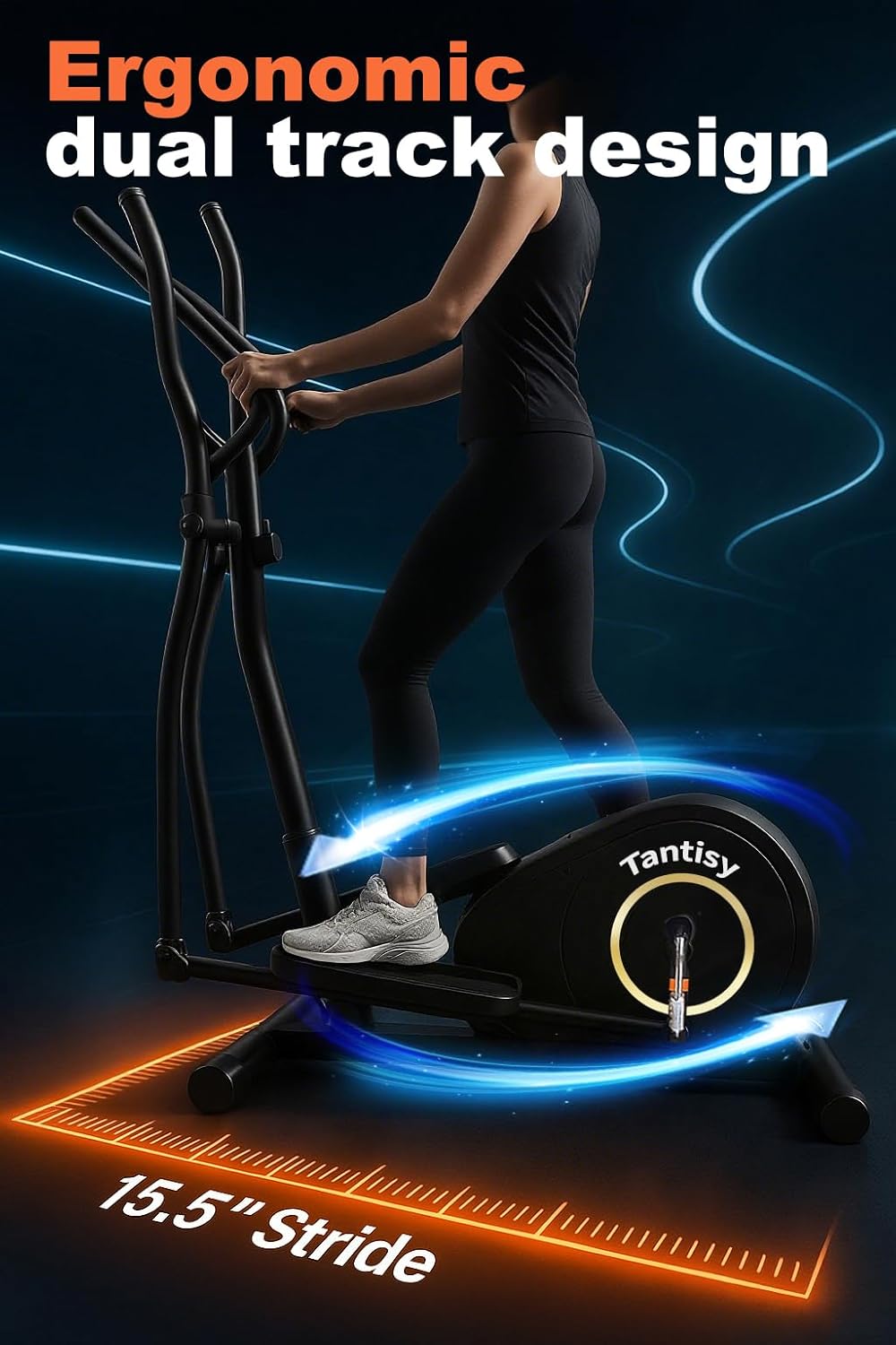 Elliptical Machine,Exercise for Home with 8-Level Resistance&Hyper-Quiet Magnetic Driving System & Pulse Rate Grips & APP Link,Easy and Movement &15.5IN Stride,400LBS Weight Capacity - Image 3