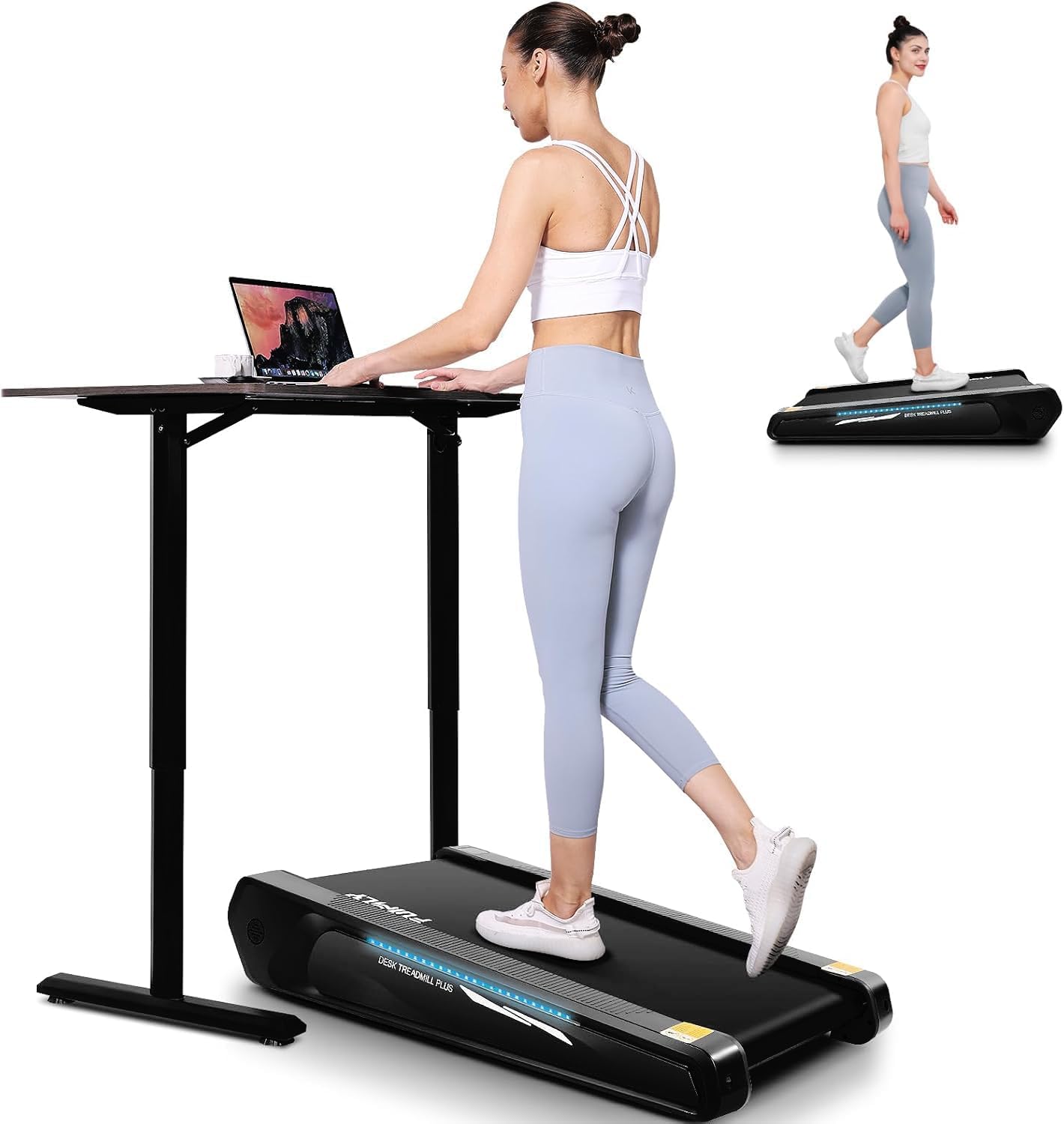 FUNMILY Walking Pad Treadmill with 5% Incline, 2.5HP Smallest Under Desk Treadmill for Home Office, Compact Walking Treadmill 300lbs Weight Capacity/Remote Control/Lighting Design