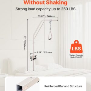VEVOR Trapeze Bar for Bed Mobility, Medical Bed Trapeze with Clamps & Metal Chain, 250LBS Weight Capacity Beds Pull Up Assist for Elderly & Disabled, Ideal for Home Care, Hospitals, Nursing Homes