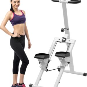 Stair Stepper Climber Adjustable Height, Ergonomic Handlebars, Smooth & Quiet Dual Hydraulic System, Advanced Fitness Tracking, Compact & Foldable for Home Exercise Step Machines