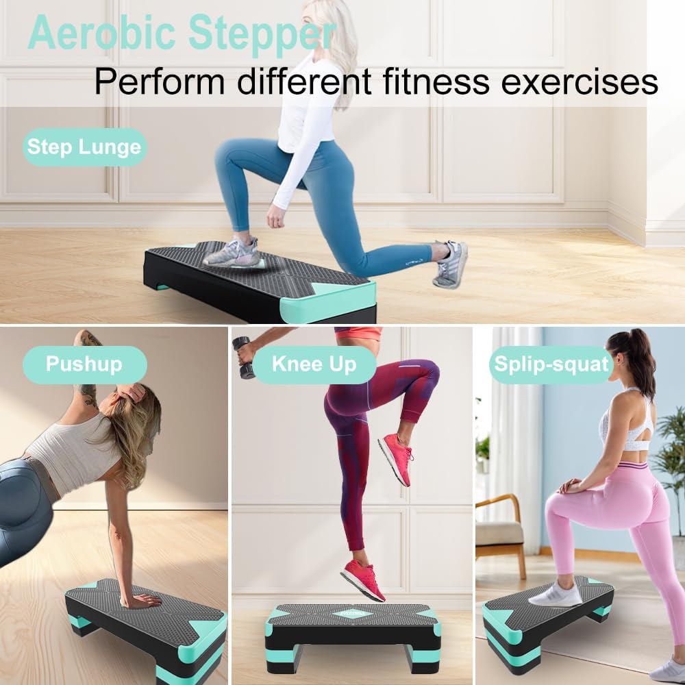 EVERYMILE Aerobic Exercise Step, Adjustable Aerobic Stepper for Exercise, Workout Step Platform, Step Up Box, 26.5" Step Deck with 4” 6” 8” Adjustable Height Risers, Women Home Gym Fitness - Image 7