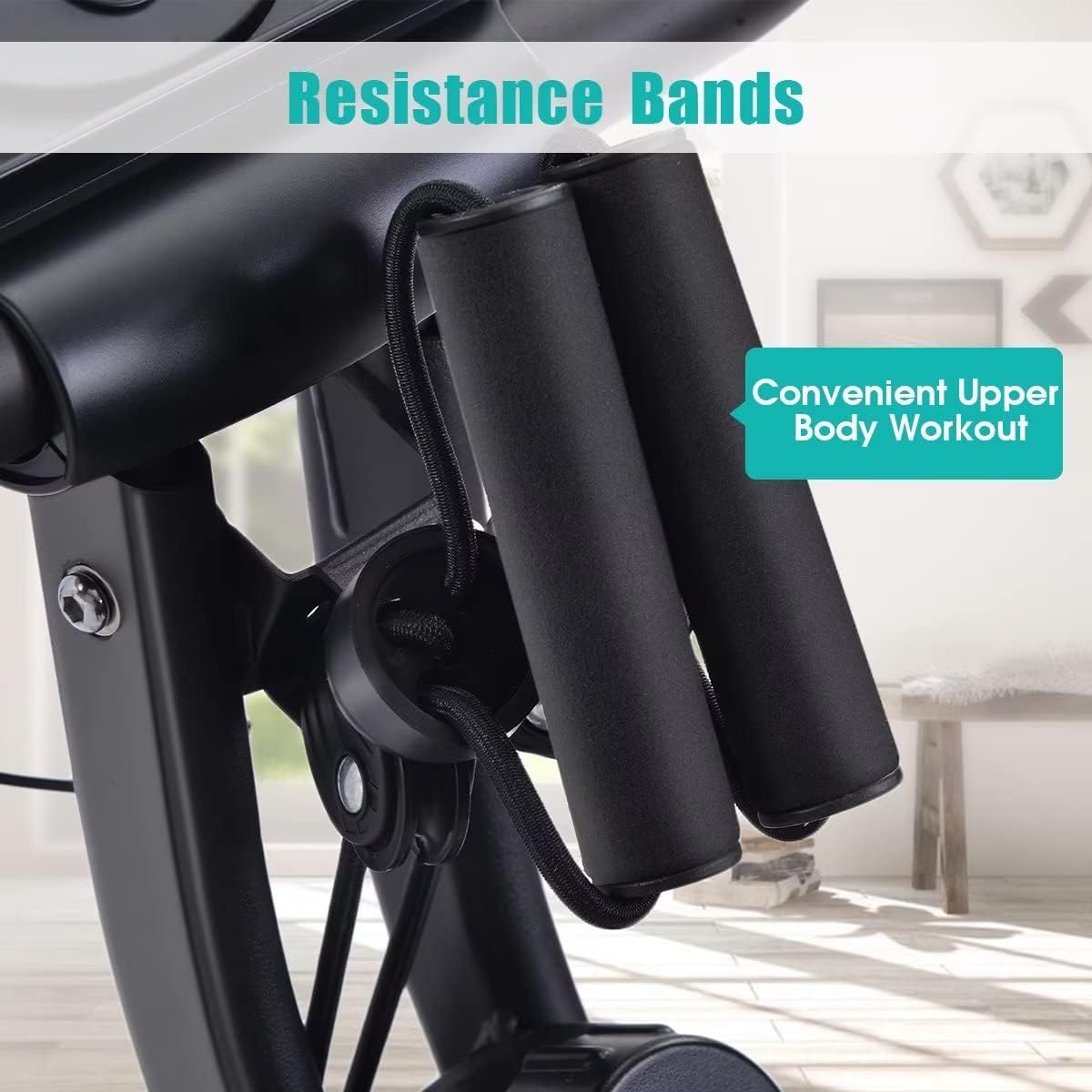 Merax Exercise Bike,Workout Bikes for Home,Folding Stationary Bikes for Home with 16-Level Magnetic Resistance, 300LBS Capacity X-Bike Indoor Exercise Equipment with Heart Rate Sensor & LCD Monitor - Image 5
