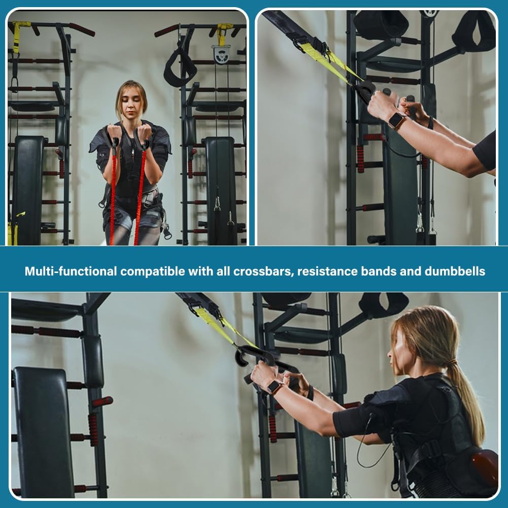 2pcs Neutral Grip Handles for Pull Up Bar Pull Up Handles with Ergonomic Portable Hooks for Home Gym Portable Hooks for Barbell Row Deadlift (Color:Black) - Image 8