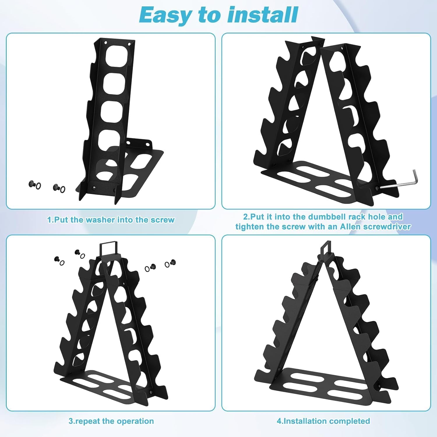Dumbbell Rack 5 tier(Dumbbells not included), A-Frame Metal Dumbbell Holder with Handle, Multilevel Weight Storage Organizer for Dumbbells, Tree Shape Compact Weight Rack/Holder - Image 6