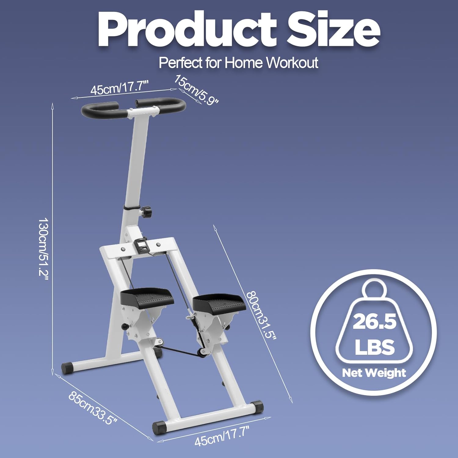 Stair Stepper Climber Adjustable Height, Ergonomic Handlebars, Smooth & Quiet Dual Hydraulic System, Advanced Fitness Tracking, Compact & Foldable for Home Exercise Step Machines - Image 6