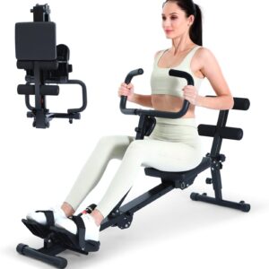 Sportneer Rower Machine for Home Foldable Hydraulic Rowing Machine with 12-Level Resistance – Multi Functional Row Machine Equipped with Caster and Backrest, 297lbs Maximum Load Rower Machines