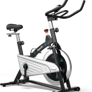 Goplus Magnetic Stationary Bike, Indoor Exercise Cycling Bike Smooth Belt Drive W/Heart Rate, LCD Monitor, Full Adjustment Near-silent Home Cardio Workout
