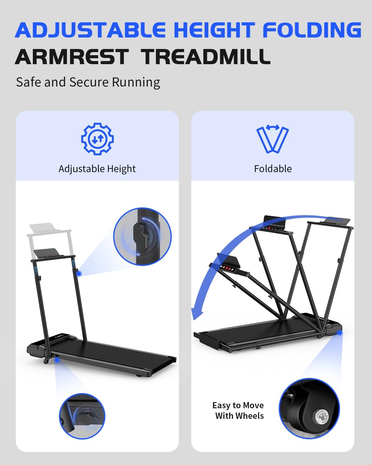 Walking Pad Treadmill Under Desk,Walking Pad for Office Home,Portable Mini Treadmill,2 in 1 Walking Jogging with Remote Control, LED Display - Image 7