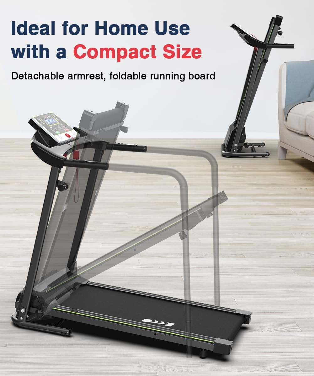 Redliro Walking Treadmill with Long Handrail for Balance, Recovery Fitness Exercise Machine Foldable for Home use with Holder for Phone & Cup,LCD Display, 300 lbs Capacity - Image 5