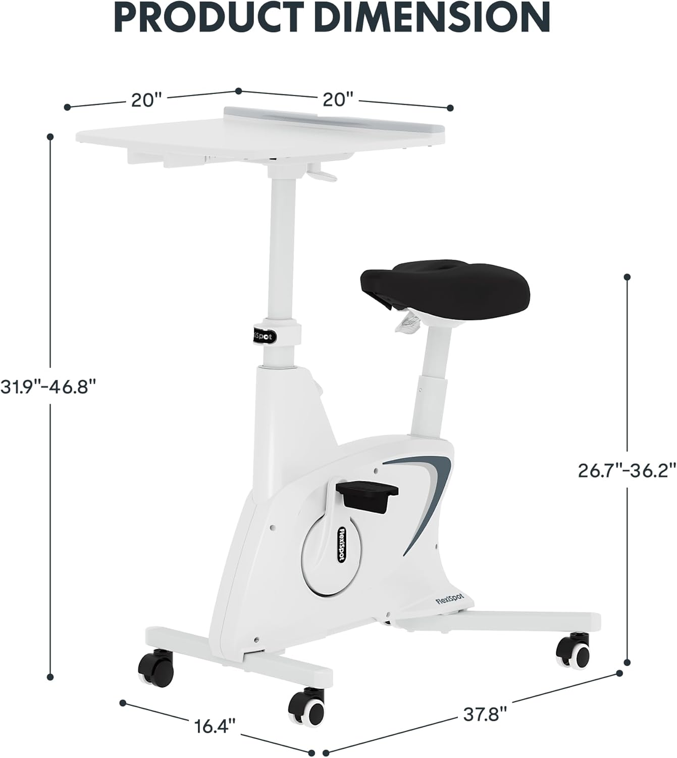 FLEXISPOT Exercise Bike with 2D Desktop, Space Saving Under Desk Bike with Removable Desk, Stationary Bikes Indoor Bikes with 300LBS Heavy Duty 8-Level Resistance Flywheel Optional LCD, V9PRO/V9MAX - Image 9
