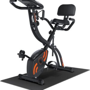 Foldable Exercise Bike Stationary Bike, Sportneer 4 in 1 Indoor Cycling Bike with 16 Level Magnetic Resistance Training Bike with Arm Resistance Band PVC Floor Mat Fitness Bike for Home Gym Workout