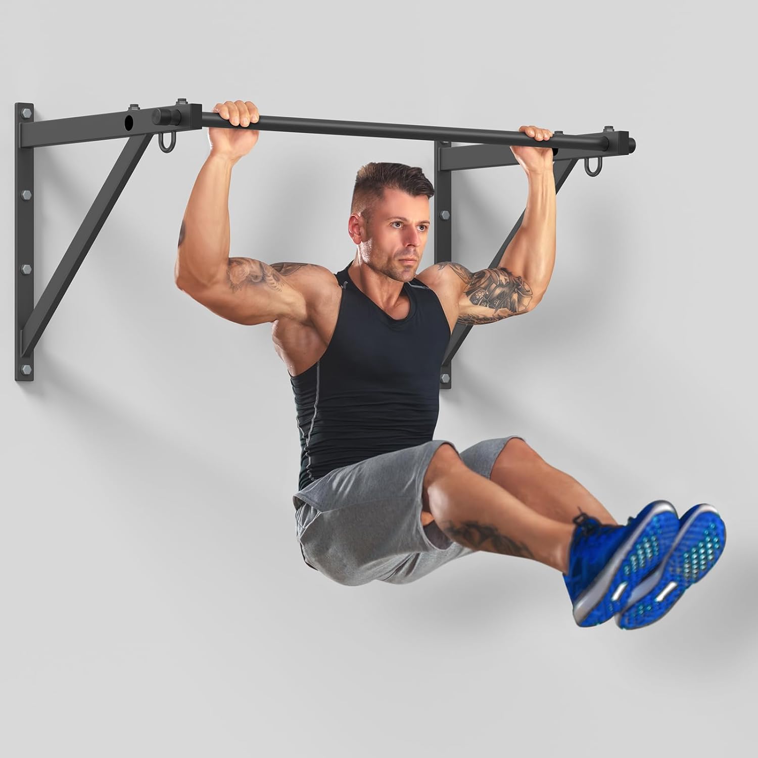 Wall Mounted Pull Up Bar, Adjustable Depth 51" Chin Up Bar, Strength Training Pull-Up Bars 500LBS Weight Capacity, Home or Garage Gym Chin Up Workout Training Station - Image 7
