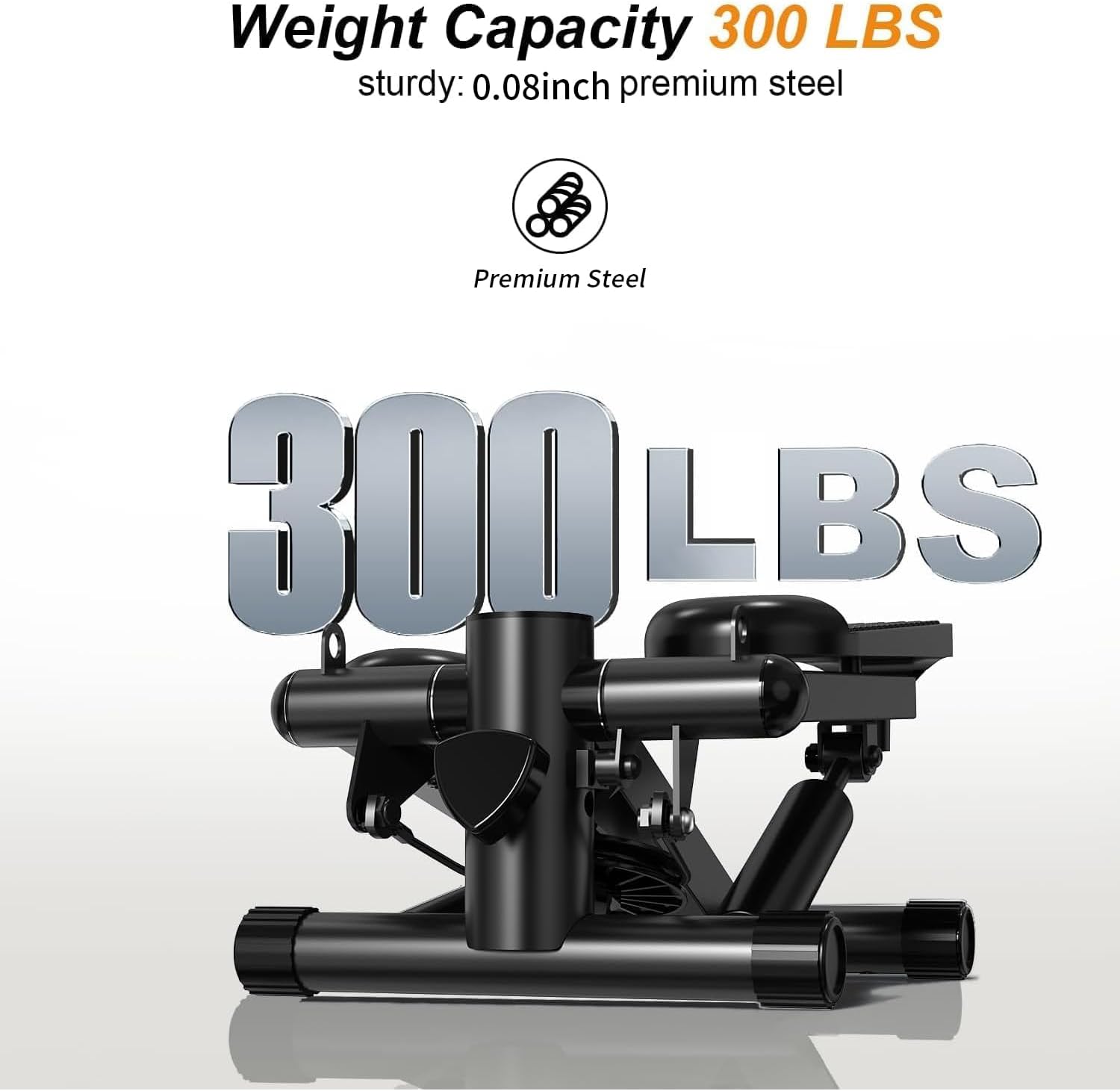 Mini Stair Stepper for Home Exercise, Low-Impact Stiar Stepper, Weight Capacity 300 LBS, with Digital Monitor and Resistance Bands, Black - Image 7