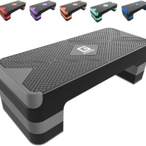 Aerobic Exercise Step, Adjustable Aerobic Stepper for Exercise, Workout Step Platform for Step Up, 26.5″ Step Deck with 4” 6” 8” Adjustable Height Risers, Women Home Gym Cardio Fitness