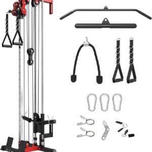 Mikolo Wall Mount Cable Station, Cable Crossover Machine with Dual Pulley System and 18 Adjustable Positions for Home Gym Fitness Equipment