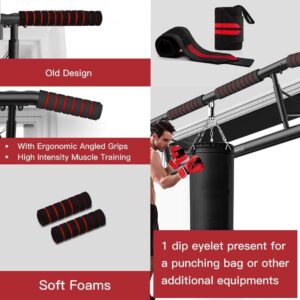 AmazeFan Pull Up Bar Doorway with Ergonomic Grip – Fitness Chin-Up Frame for Home Gym Exercise – Multi-Angle Grip – 2024 Upgrade Smart Hook (Fits Almost All Doors)
