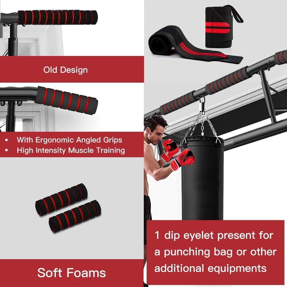 AmazeFan Pull Up Bar Doorway with Ergonomic Grip - Fitness Chin-Up Frame for Home Gym Exercise - Multi-Angle Grip - 2024 Upgrade Smart Hook (Fits Almost All Doors) - Image 2