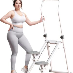 Foldable Stair Stepper for Home Gym Exercise, Vertical Stair Climber Exercise Machine, Compact Full Body Cardio Workout Equipment with Adjustable Handle Bar & Pedals