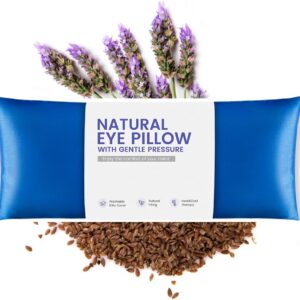 Lavender Eye Pillow for Yoga, Relaxation, Sleeping, Microwavable Weighted Eye Mask Heated for Meditation, Dry Eyes, Moist Heat Hot & Cold Eye Compress with Aromatherapy (Blue)