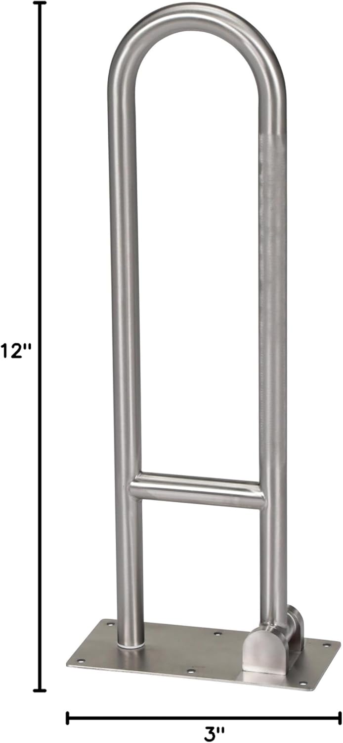 Moen Home Care Bathroom Safety 30 Inch Stainless Steel Flip Up Bathroom Grab Barwith Textured Grip, Elderly Assistance Product, Handicap Accessories for Daily Living, R8960FD - Image 5
