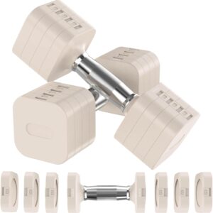 22LBS Adjustable Dumbbells Set, Adjustable Weight Dumbbells with 4 Levels 4.4lb, 6.6lb, 8.8lb, 11lb, Hand Weights Sets for Women/Men Home Gym Full Body Workout