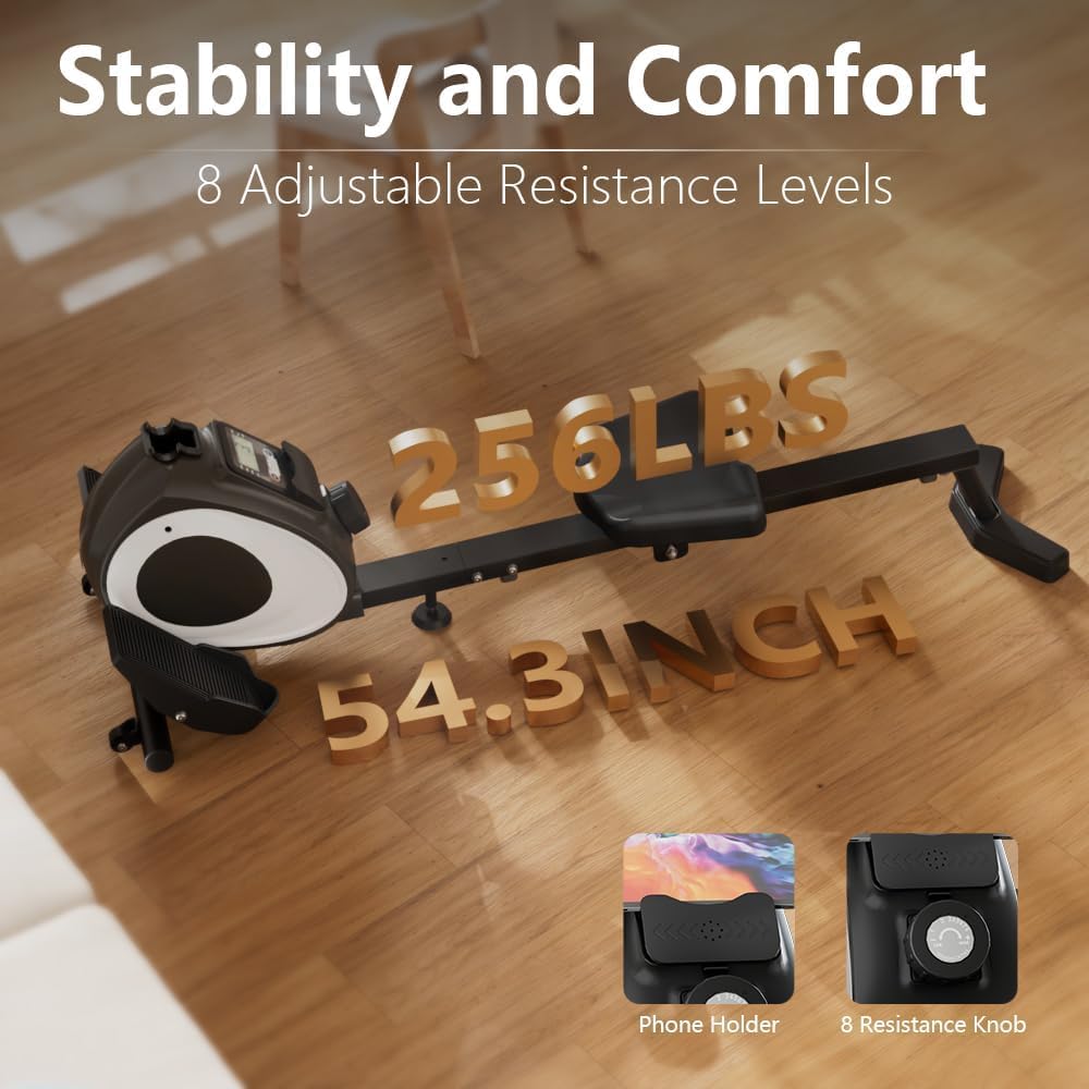Rowing Machine for Home, Magnetic Rower Machine with Quiet Resistance, Foldable Rower for Home Use, Burn Fat & Sculpt Muscles - Image 6