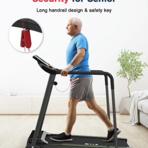 Redliro Walking Treadmill with Long Handrail for Balance, Recovery Fitness Exercise Machine Foldable for Home use with Holder for Phone & Cup,LCD Display, 300 lbs Capacity