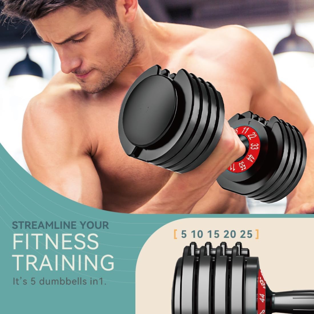 25/55lbs Adjustable Dumbbells Set, Dumbbells with Anti-Slip Metal Handle for Exercise & Fitness Fast Adjust Weight for Full Body Workout Fitness - Image 6