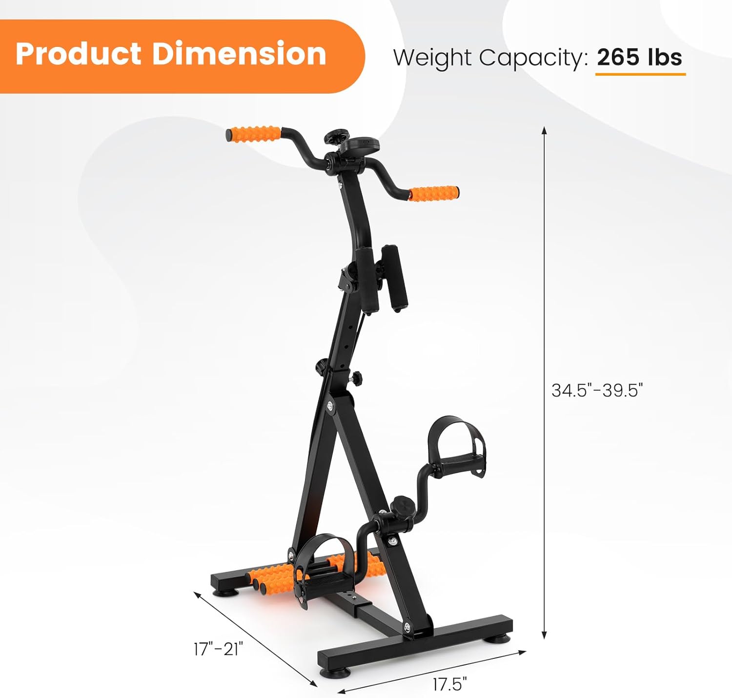 GYMAX Pedal Exercise Bike for Seniors, Hand Arm Leg and Knee Fitness Machine with Massage, LCD Monitor, Adjustable Height and Length for Total Body, Home Exercise Equipment for Elderly - Image 6
