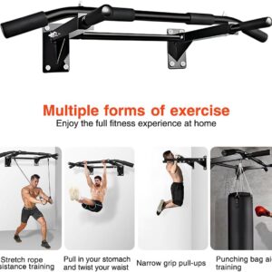 Wall-Mounted Pull-Up Bar – Drill Installation, Home Gym Equipment for Indoor Fitness, Chin-Up Bar for Strength Training, Spine Stretching & Inverted Workouts