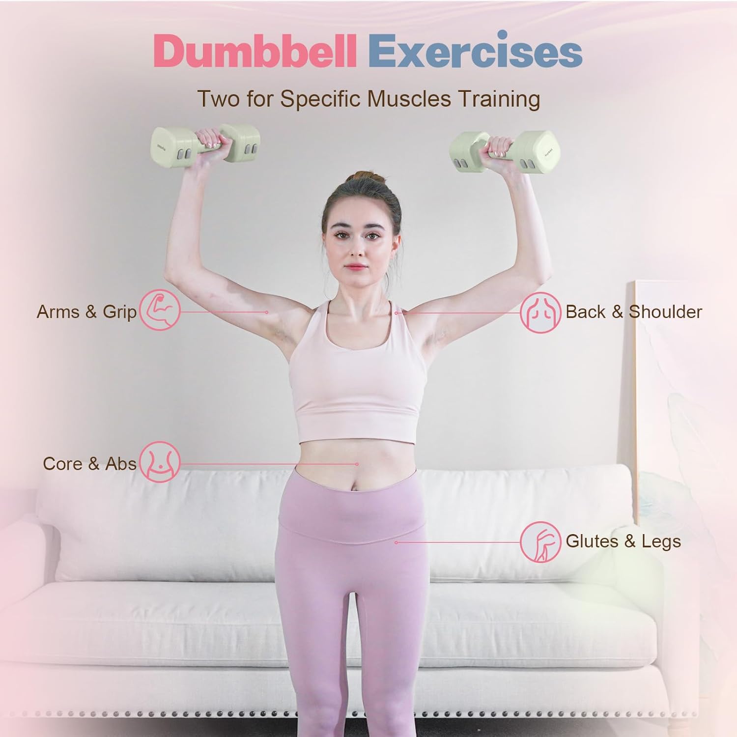Adjustable Dumbbell Set of 2, 4 in 1 Free Weights Dumbbells Set for Women with Fast Adjustment, Each 2lb 3lb 4lb 5lb Hand Weights Set for Home Gym & Outdoor Exercise Training - Image 6
