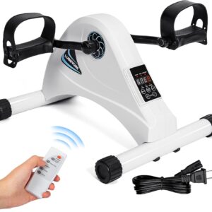 Motorized Mini Exercise Bike Pedal Exerciser for Seniors Rehab Training, LUBBYGIM Electric Under Desk Bike Pedal Exerciser for Arm/Leg Fitness & Physical Therapy, 6 Levels Speed Adjustment