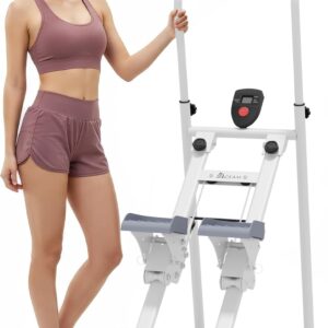 Mdeam Stair Stepper for Home Gym, Compact Folding Stair Climber Exercise Machine with Extended Step Range, Adjustable Handlebar & Pedals for Full-Body Workout