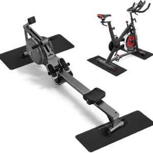 TOBWOLF 2PCS Non-Slip Mat Compatible with Peloton Bike, Concept 2 Rowing Machine, Exercise Bike Mat, Mat Protect Hardwood Floor Carpet for Home Gym, Workout Mat for Bike Trainer, Stationary Spin Bike