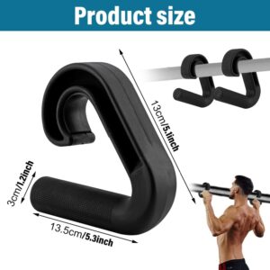 2pcs Neutral Grip Handles for Pull Up Bar Pull Up Handles with Ergonomic Portable Hooks for Home Gym Portable Hooks for Barbell Row Deadlift (Color:Black)