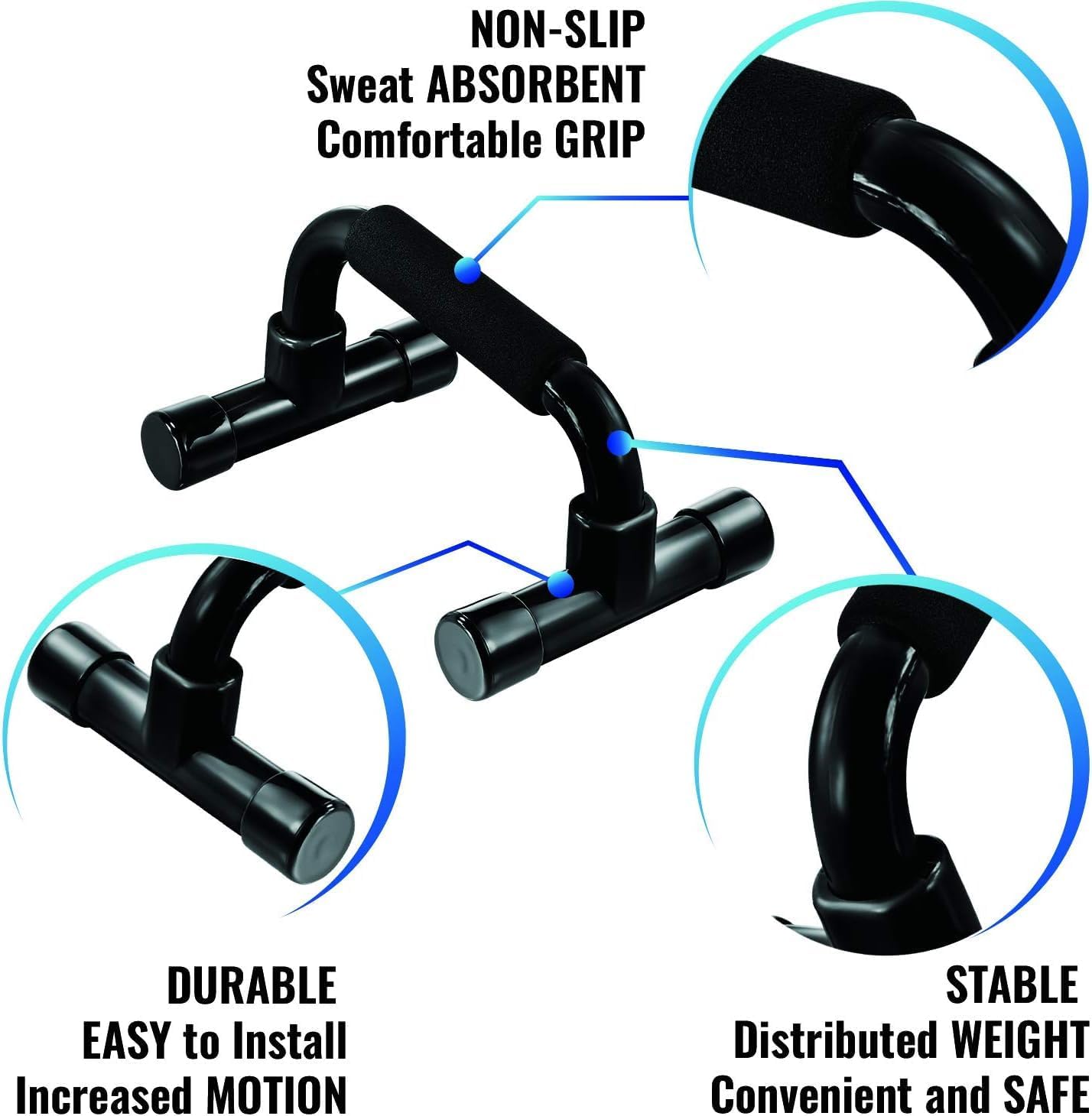 Push Up Bar Strength Training - Home Gym Exercise Equipment Push-up Stands with Cushioned Foam Grip Handles Non-Slip Sturdy Structure - Floor Workouts Fitness Calisthenics for Men Women - Image 2