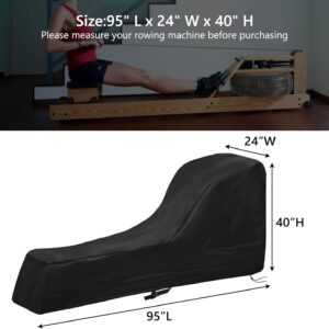 Rowing Machine Cover Concept 2 Rower Accessories Waterproof Dustproof Fitness Equipment Cover Fit for Concept 2 Rowing Machine 95″ L x 24″ W x 40″ H Black