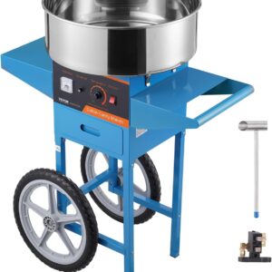 VEVOR Electric Cotton Candy Machine with Cart, 1000W Commercial Candy Floss Maker with Stainless Steel Bowl, Sugar Scoop and Drawer, Perfect for Home, Kids Birthday, Family Party, Blue