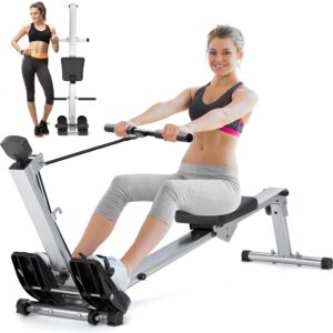 Rowing Machine for Home Use, LUBBYGIM Rowing Machine Foldable Rower with LCD Monitor – Hyper-Quiet & Smooth – 2024 Upgraded Version with 300LBS Loading Capacity
