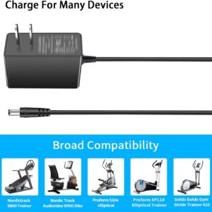 Power Supply Cord for ProForm Elliptical, 6V 2A Charger for 850 510E 480 490 500 600 LE, 390 395 475 510 EX, 400 700, for Nordictrack GX 2.7 Act Cardio Cross Trainer Elliptical Bike.