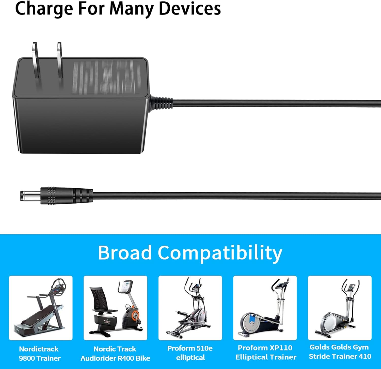 Power Supply Cord for ProForm Elliptical, 6V 2A Charger for 850 510E 480 490 500 600 LE, 390 395 475 510 EX, 400 700, for Nordictrack GX 2.7 Act Cardio Cross Trainer Elliptical Bike. - Image 2