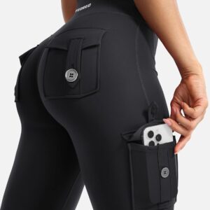 YEOREO CoreFlex Women Workout Flare Leggings with Pockets Hidden Scrunch High Waisted Cargo Gym Yoga No Front Seam Leggings
