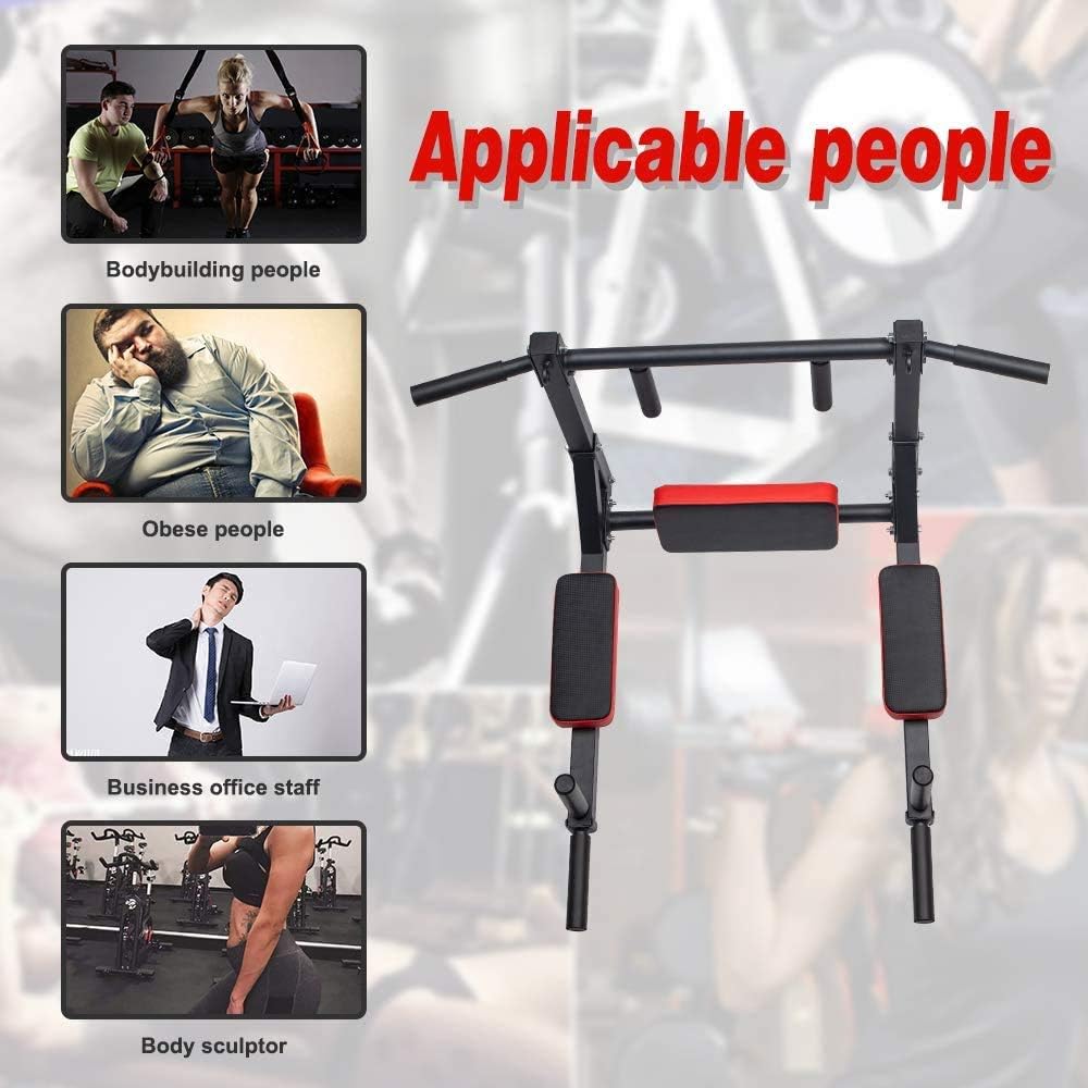 ptlsy Wall Mounted Pull Up Bar Multifunctional with Multi-grip Chin Up Bar Heavy Duty Dip Station for Home Gym Indoor Workout, Fitness Equipment, Dip Stand Supports to 440 Lbs - Image 7