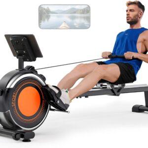 Dripex Rowing Machines for Home Use, Rowing Machine Magnetic Rower, Max 350 LBS, 16 Levels of Workout Resistance, Dual Slide Rail, Bluetooth App Compatible, LCD Monitor, Row Machine for Gym Exercise