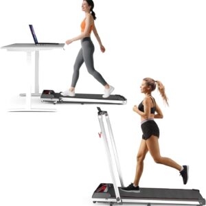 Treadmill with Handles, 2.5HP Walking Pad Treadmills with Handle Bar, Under Desk Treadmill with Remote Control LED Display, Electric Treadmills for Home Small, 270LBS Capacity