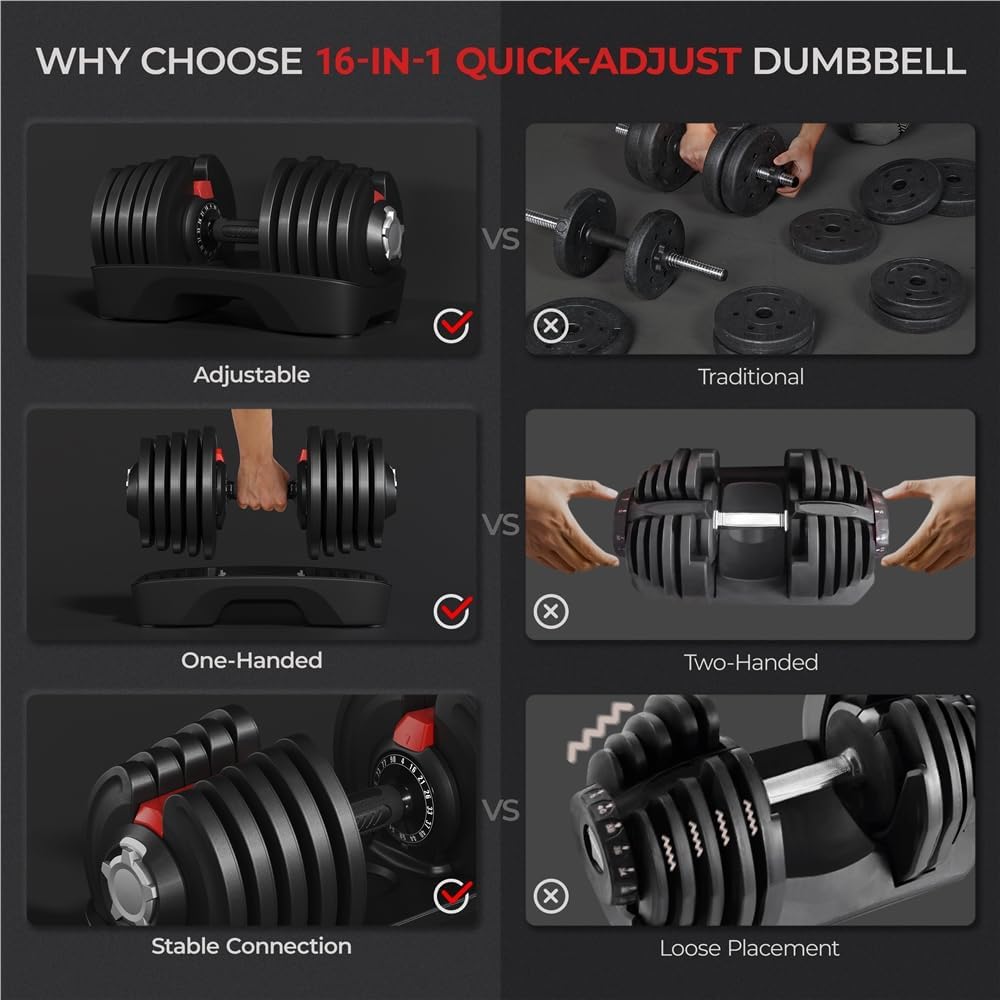 Yaheetech Adjustable Dumbbells Set 28LB/40LB/52.5LB/90LB, Fast Adjust Weight Set Pair - Image 7