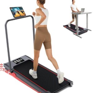 Walking Pad Treadmill with Incline and Handle Bar, 7.5MPH Under Desk Treadmill for Home Office, 360 Lbs Capacity Portable Treadmills with Remote Control, Led Display