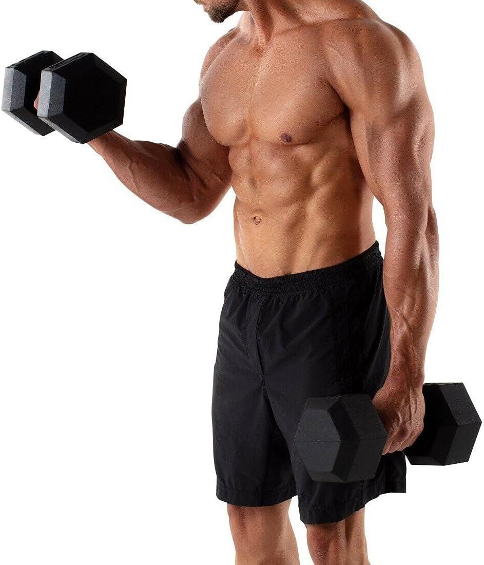 Hex Dumbbells Rubber Coated Cast Iron Hex Black Dumbbell Free Weights for Exercises - Image 7