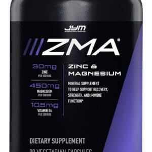 ZMA JYM, Zinc & Magnesium Supplement – Zinc, Magnesium and Vitamin B6, YM Supplement Science, 90 Vegetarian Capsules