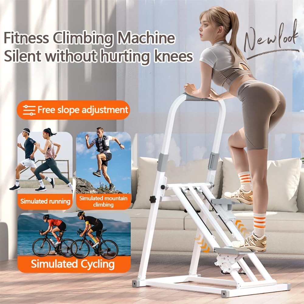 Foldable Stair Stepper Machine with Handles - Adjustable Stepper for Home Cardio, Low Impact Workout Equipment for Legs, Glutes & Weight Loss - Compact Stepping Machine, Easy Assembly White - Image 3